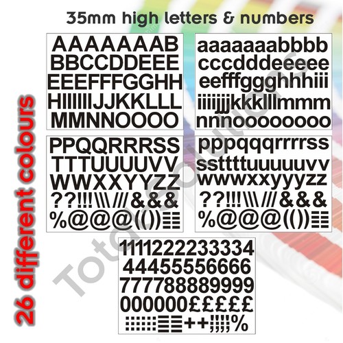 35mm Self Adhesive Vinyl Letters and Numbers Upper & Lowercase 24