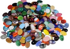 100 Mixed VINTAGE Cabochons Cabs 18x13 mm Oval Flat Back West Germany Confetti