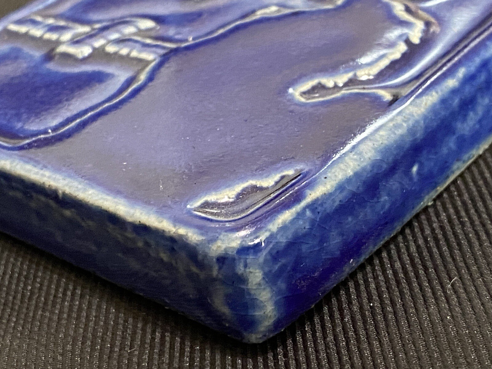 Vtg 2000 Pewabic Detroit Pottery Blue Michigan Tile Bank One Advertising