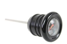 Black Shorty Oil Tank Dipstick w/ Temperature Gauge 1979-03 Harley XL  Softail