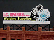 I.C. SPARKS & SONS HO-SCALE ROOFTOP BILLBOARD ANIMATED SIGN-LIGHTS,FLASHES &MORE