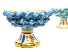 Centre de Table Riser D.13cm Céramique De Caltagirone Demi-Lune Pomme Bleu