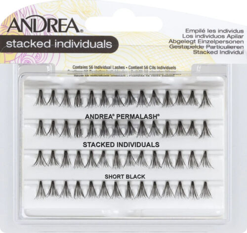 Andrea Stacked Individuals False Lashes Knot Free SHORT Black - 10 packs - Picture 1 of 1