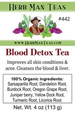 BLOOD DETOX TEA- For all skin conditions, liver detox by Master Herbalist 4oz