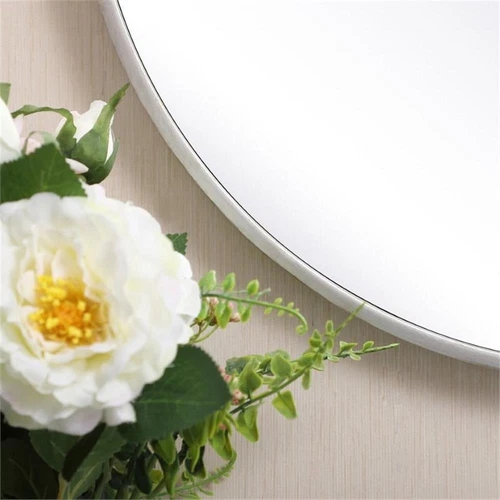 Elegant Decor Eternity 21" Round Mid Century Metal Frame Hooked Mirror in Silver - Picture 6 of 7