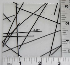 4400.30- 3"x 3" BLACK TEXTURED CHOPSTIX ON CLEAR BULLSEYE 3mm THICK GLASS 90 COE