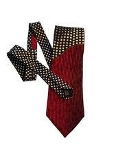 Spencer & Lowe 100% Silk Black, White & Red Print Necktie 60” X 4” Made In USA