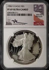 1986-S Proof American Silver Eagle PF69 ULTRA CAMEO - John Mercanti Signed