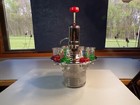 Vintage Mcm liquor dispenser pump decanter w/6 shot glasses (for replacement Pc)