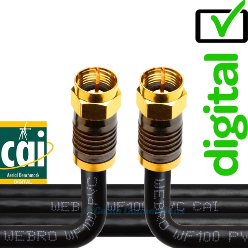 1M BLACK WF100 DIGITAL HD TV/BROADBAND MODEM CABLE F-CONNECTOR SKY VIRGIN MEDIA - Picture 8 of 8