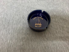 Vintage Porcelain Cobalt Blue & Gold Gilding Lake George, New York Ashtray 