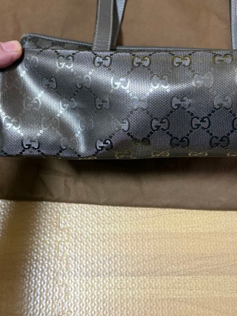 GUCCI GG Pattern Small Tote Bag PVC Khaki Authentic Excellent Condition thumbnail 4