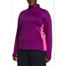 Under Armour ColdGear 1/2 Zip Long Sleeve Top Purple Pink Women  s 1X Fitted