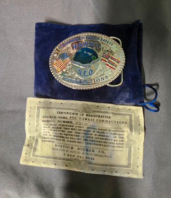 Bostock Buckle Co. A.C.O. Hawaii Corrections Limited Ed. Belt Buckle 2'' 041/N