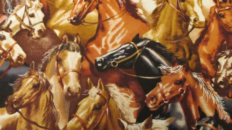 Cotton Fabric Timeless Treasures Horse Heads All Over West-C6216 1yd x 42 - Image 3 of 4