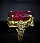 Oval Cut 4.28CT Genuine Garnet Vintage Art Deco Wedding Ring 14K Yellow Gold FN