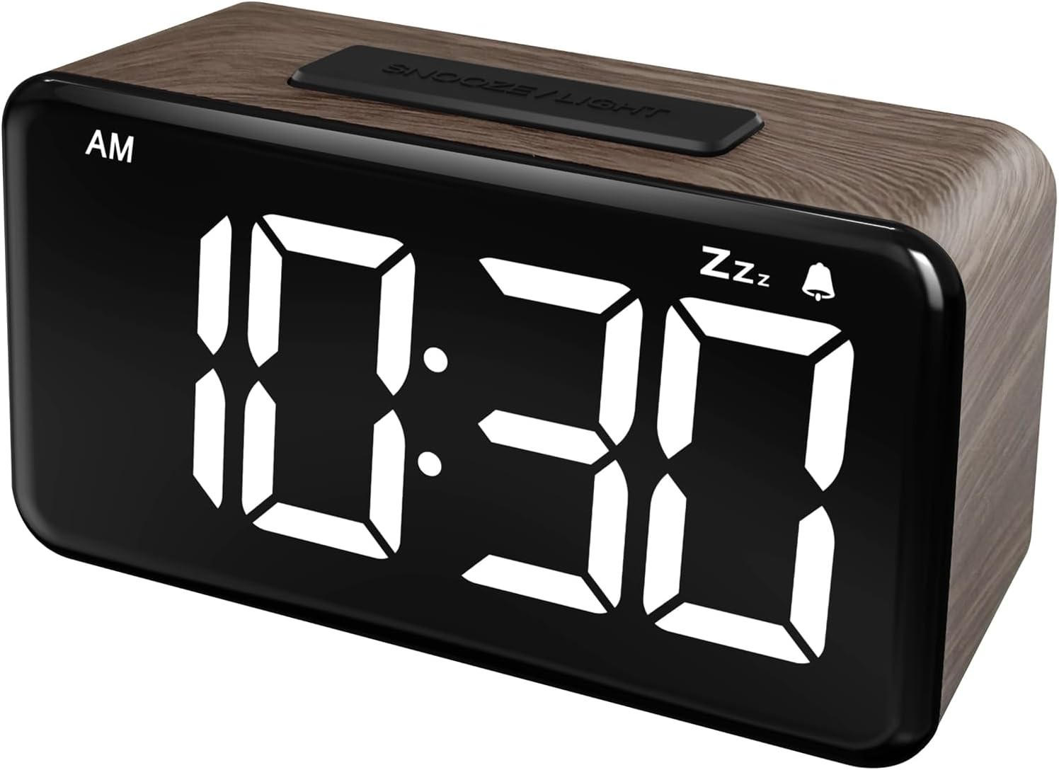 NOKLEAD Digital Alarm Clock: Wood Grain, 5 . 9 inch Large LED Display, Easy to Use photo