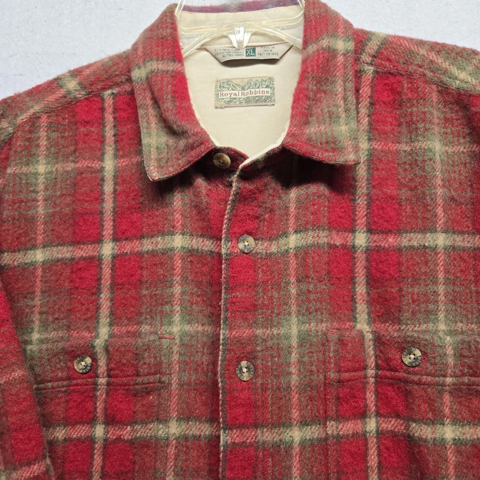 Camisa a cuadros Royal Robbins mezcla de lana botones para hombre talla XL Foto 4 de 4