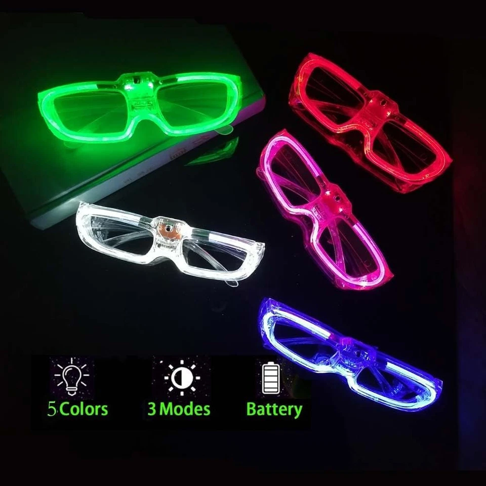 25 Packungen LED Brille Karneval Party Zubehör, 5 Neon Farben, 3 Lichtmodi Licht - Bild 3 von 4
