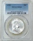 1958 P Franklin Half Dollar PCGS MS64 Frosty White PQ New Holder #R327C