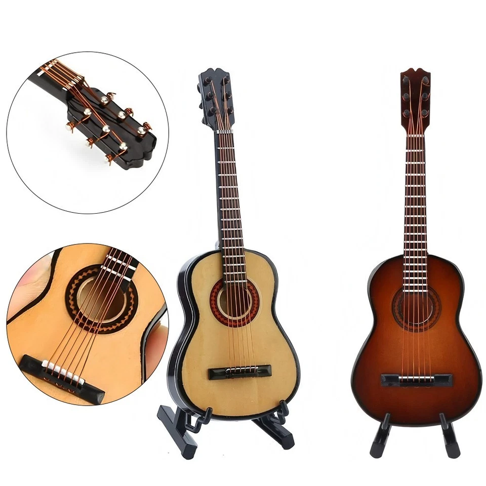 Mini guitare décorative modèle avec support idéal pour salles de musique ou b - Photo 2/4