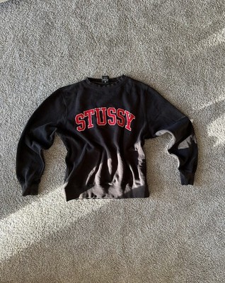 トップス 90s Old Stussy sweater black faded VTG 90s Y2K Stussy Faded Black University Crewneck Grail