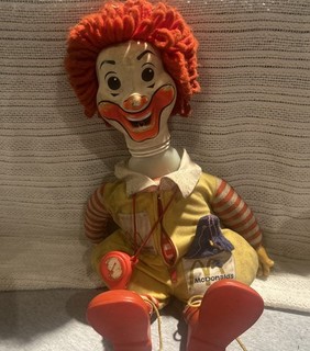 Vintage 1978 Ronald McDonald 21” Clown Doll w/ Purple Grimace Whistle Included