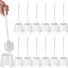 12 Sets Toilet Brushes and Holders White Bowl for Bathroom Scrub with Plastic
