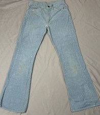 Vtg 70s Levi s White Tab 646 Baby Blue Corduroy Bootcut Flare USA Pants 28 x30