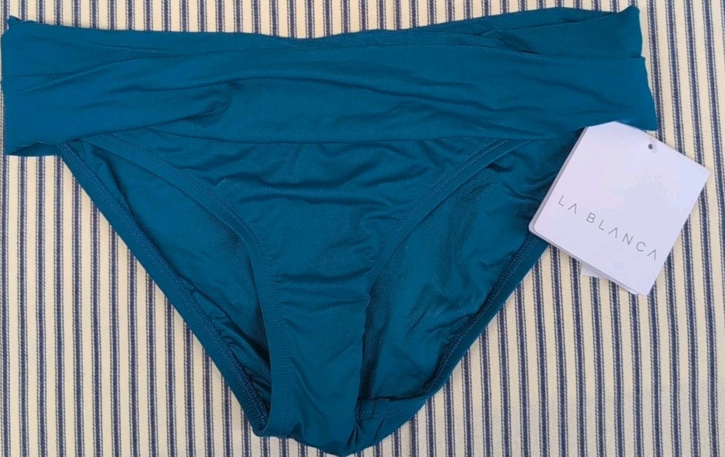 New La Blanca Island Goddess Shirred Band Hipster Bikini Swimsuit Bottom Size 2