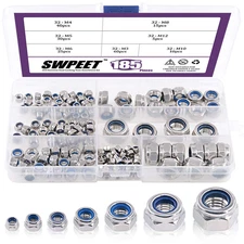 185Pcs 304 Stainless Steel Metric Lock Nut Assortment Kit Perfect for Lock