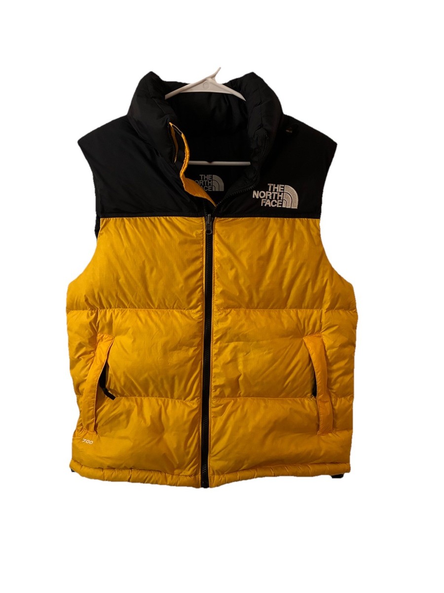 The North Face Vest Men's S Yellow Black Puff Down 1996 Nuptse