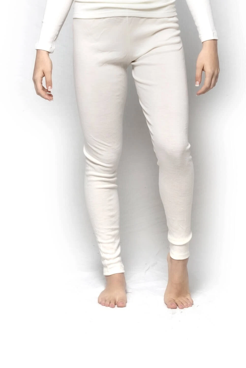 Womens Baselayer Beige Pure Wool 200gsm Long Johns Spencer Thermal Pants