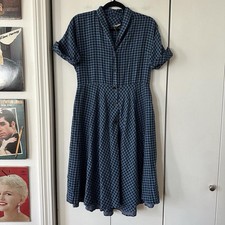 Vintage 1950s/1960s Deadstock Handmade Cotton Blend Gingham Midi Length Dress M