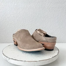 Lane Plain Jane Mule Womens 9 Latte Suede Cowboy Boots Western Slip On Short