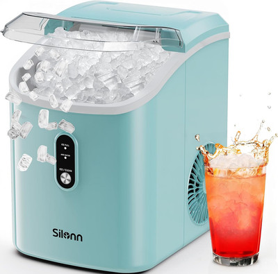 Nugget Ice Maker Countertop,  Chewable Pellet Ice Machine with Self Cleaning Fun