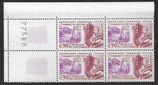 1971 bloc de 4 timbres coin numéroté chambres des métiers   N° 1691 Neuf **