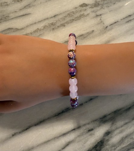 Natural Stones Beaded Bracelet Set Love & Empathy Bohemian Style 2 Bracelets - Picture 3 of 11