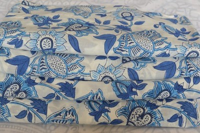 Hand Block New Print 100%Cotton 7 Yard Fabric NO TARRIF CHARGES 100% ZK_169