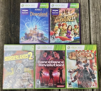 Lot X-Box 360 Games Borderlands Bioshock Dance Revolution Disneyland Kinect