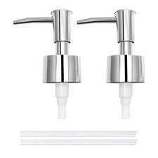 Lotion Soap Dispenser Replacement Pump for Liquid Bottles Silver Head 2 Pk