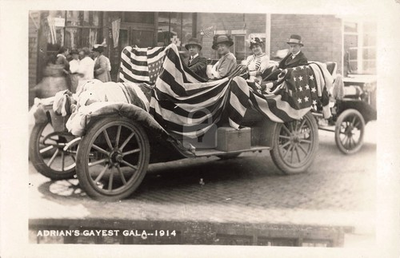 #ad Gayest Gala Adrian MI Michigan 1914 RPPC Photo Postcard COPY $4.95
