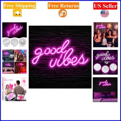 Pink Good Vibes Neon Sign for Bedroom & Wall Decor, 16.1x8.3 inches