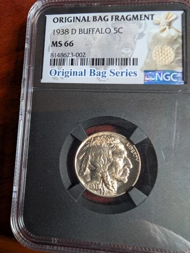 1938-D Indian Head Buffalo Nickel Original Bag Fragment MS66 NGC