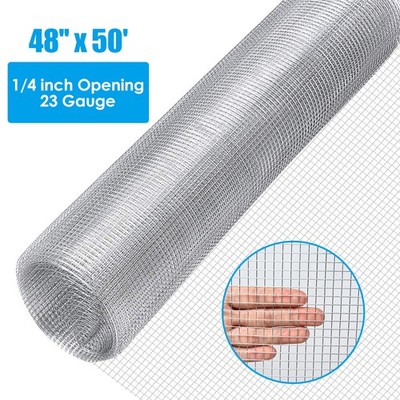 Hardware Cloth Galvanized Chicken Wire Welded Fence Mesh Roll 48''x 50' 1/4 inch