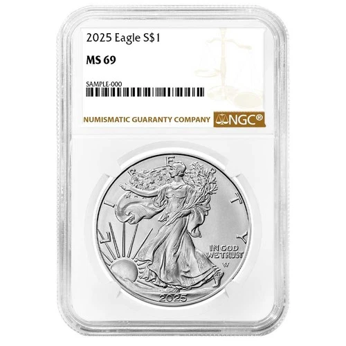 2025 $1 1-oz American Silver Eagle NGC MS69 Brown Label