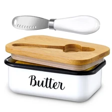 LANDNEOO Butter Dish with Lid and Butter Curler Knife - Unbreakable Stainless...