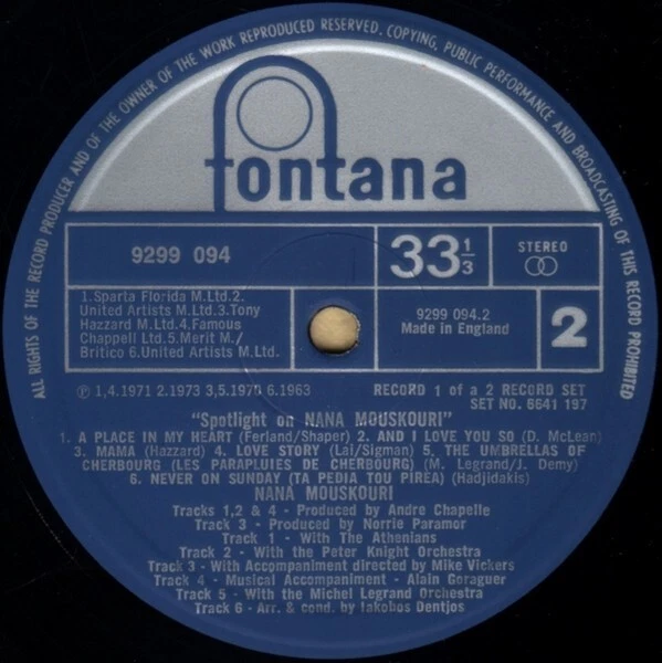 NANA MOUSKOURI Spotlight On Nana Mouskouri Vinyl Record Album LP Fontana & 1973 Foto 3 de 4