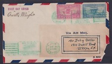 ORVILLE WRIGHT - Auto on 1928 First Day Cover to New York (some water staining)
