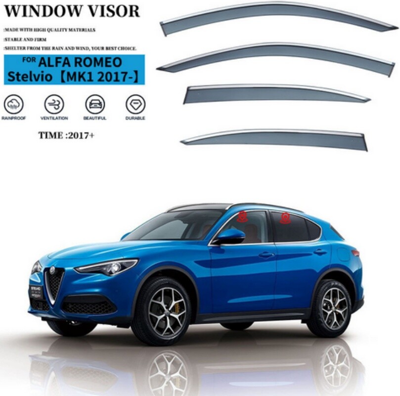 For Alfa Romeo Stelvio 2017-2024 Window Visors Rain Sun Guard Ven ABS 4PCS